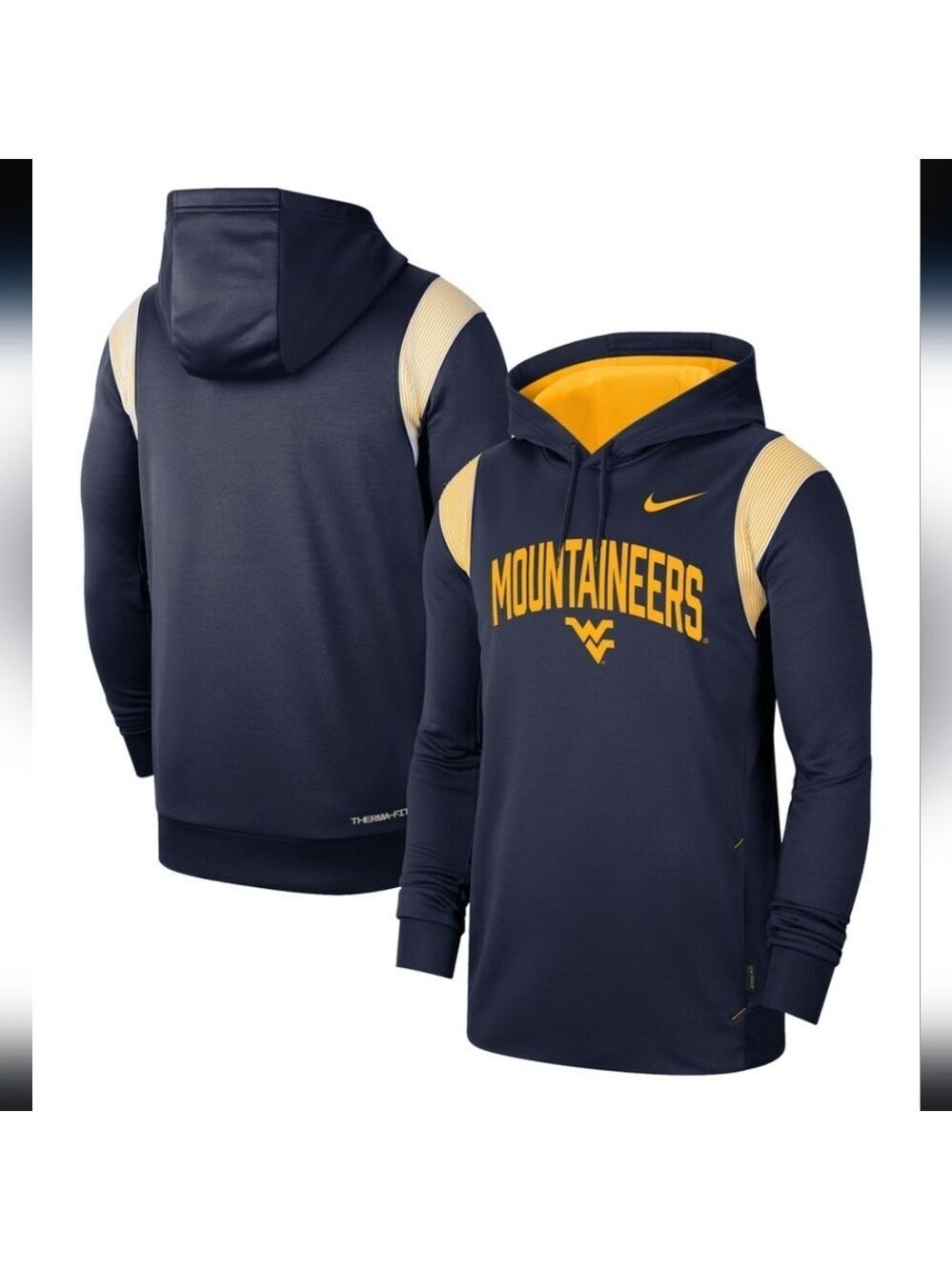 Nike Navy West Virginia Mountaineers Sideline Performance Pullover Hoodie XL